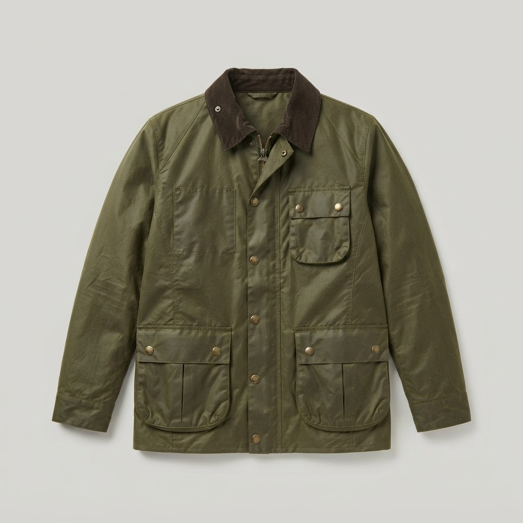 Olive waxed cotton field jacket, the product this example page is selling